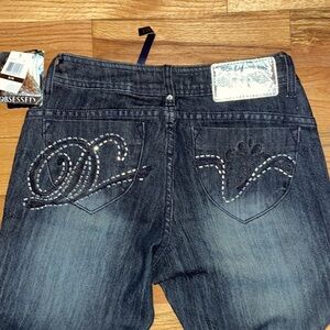 NEW Dereon Y2K Dare Denim Cropped LOGO Ankle Capri Jean 1 / 2
